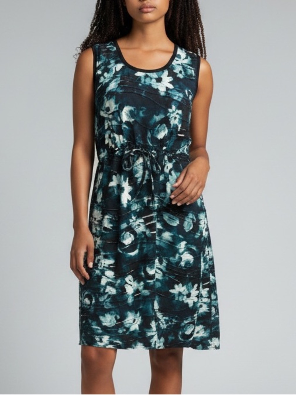 Simply Vera Vera Wang Floral Drawstring Sleeveless Dress Teal